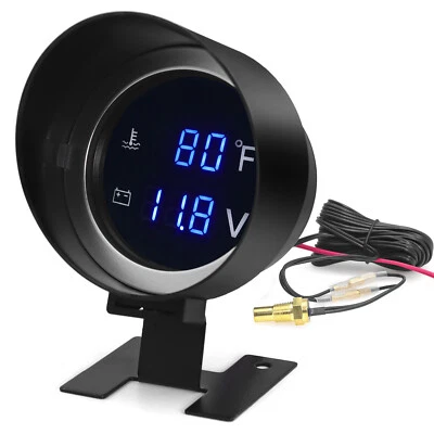 2 in 1 52mm Car Truck Water Temp Gauge Digital LED Voltmeter Meter With Sensor  - Image 1 of 4