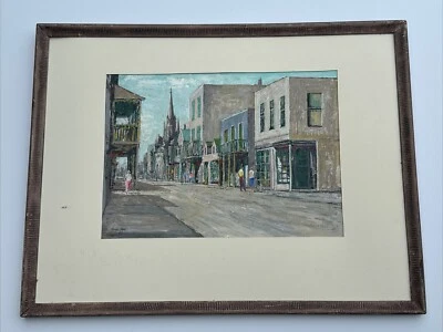 PINTURA ANTIGUA DE NUEVA ORLEANS CHARTRES CALLE REGIONALISMO URBANO ESTILO WPA SHANE Foto 1 de 4