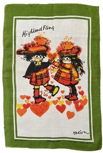Vintage 60er Geschirrtuch HIGHLAND FLING Designed by Marion Made in Ireland EXC - Bild 1 von 6