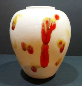 Vintage Retro handgefertigte Keramik Spritzgeschirr Tropfglasur bauchige Knospe Vase 5 1/4" - Bild 1 von 7