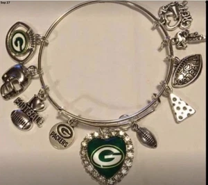 Green Bay Packers Football Bettelarmband Logo Helm Käse Strass - Bild 1 von 2