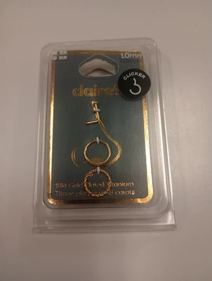 Pendientes de aro y pasador de cartílago de titanio 18G chapados en oro de 18kt 3p Foto 1 de 3