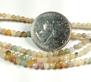 3mm Amazonite Multicolor Faceted Round Gemstone Beads 8-Inch Strand - Picture 1 of 1