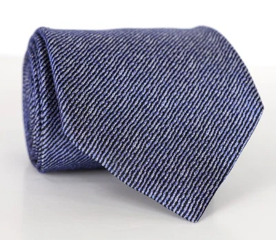 Corbata Ermenegildo Zegna 100% Seda Azul Micro Espiga Patrón Hecha en Italia Foto 1 de 4