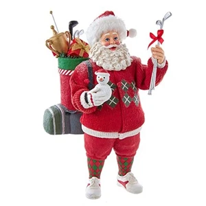 Kurt Adler Fabriche Golf Santa Christmas Figurine 10.5 Inch Multicolor FA0158 - Picture 1 of 5