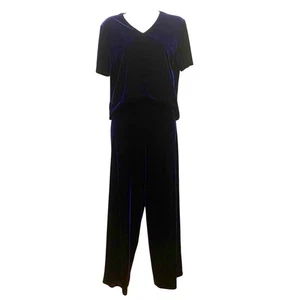 Vintage Y2K Kathie Lee Velour 2-teiliges Outfit M ultraviolett Oberteil & Hose Set Korea - Bild 1 von 8