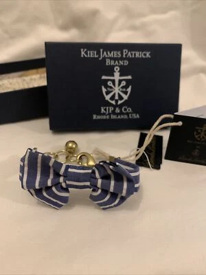 Kiel James Patrick Pulseira Laço Azul, de algodão/Latão, Padrão Listrado Rrp £ 49 - Imagem 1 de 4