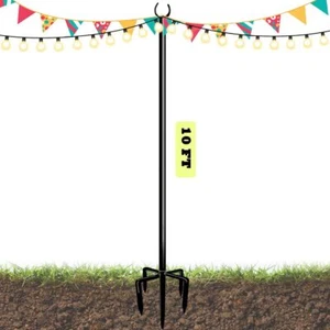 10Ft String Light Poles for Outdoors, outside Light Poles with 5-Prong Base, Sui - Picture 1 of 2