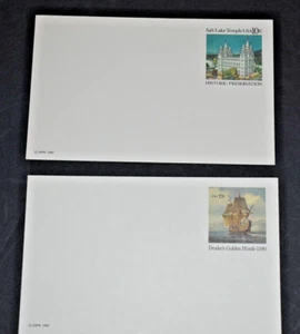 2 1980 US Post Cards - UX83 & UX 84 Salt Lake/Golden Hinde - Unused - Picture 1 of 3