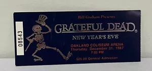 Grateful Dead 1987 New Year’s Eve Foil Concert Ticket Oakland Coliseum Arena ‘87 - Picture 1 of 5