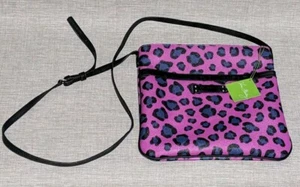 Vera Bradley Purple Animal Leopard Print Crossbody Handbag Purse Faux Leather - Picture 1 of 9