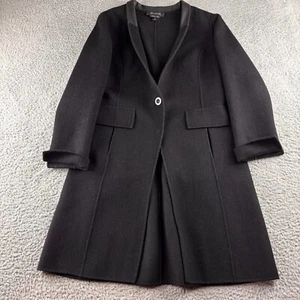 St. John Jacket Women's 8 Black Single Button Long Pea Coat Angora Wool Cashmere - Picture 1 of 11