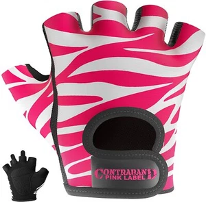 Contraband Pink Label 5277 Women's Design Series Zebra Print Lifting Gloves - Picture 1 of 23