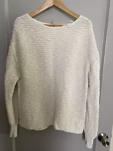 FREE PEOPLE Women’s Oversized White Tunic Sweater Textured Stripe Long Sleeve XS - Picture 1 of 3
