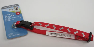 Vibrant Life Dog Collar Small Red Reflective Adjustable Polyester 8"-14" Neck - Image 1 of 4