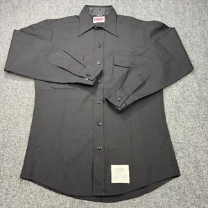 Vintage Davis Clothing Company Shirt Mens Large Black Wool Blend Military Work - Picture 1 of 18
