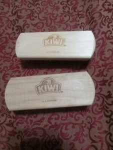 2 KIWI SHOE SHINE BRUSH 100% Natural Horsehair Bristles Wooden Handle - Imagen 1 de 5