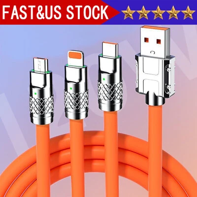 3 in 1 Fast Charging Cable Cell Phone Charger Cord For iPhone Type C Micro USB - Image 1 of 4