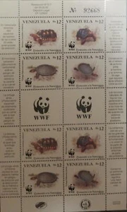 O) 1992 VENEZUELA, WWF - TURTLES - GEOCHELONE CARBONARIA FACING LEFT, GEOCHELONE - Picture 1 of 1
