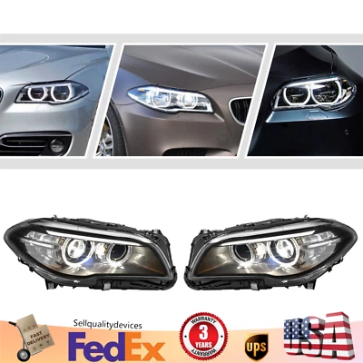 Pair Headlight For 2014 2015 2016 2017 BMW 5 series F10 550i 535i 528i Xenon HID - Image 1 of 4