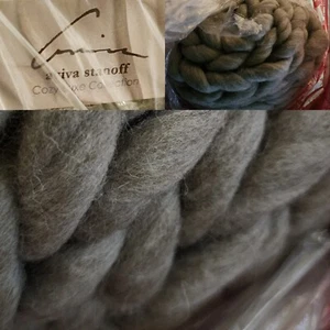 LUXE THROW, BLANKET, GRAY, Chunky Knit WOOL BLEND, Aviva Stanoff NEW GIFT ITEM - Picture 1 of 13