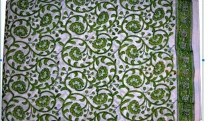 Tablecloth rectangle Cotton Green Table Top Block Print table cover 90x90 Inches - Picture 1 of 1
