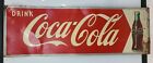 Vintage Original DRINK COCA COLA Self Framed Metal Advertising Sign w/ Bottle 