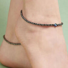 925 Sterling Silver Black Beads Anklet,Evil Eye Beads Anklet,Adjustable Anklet
