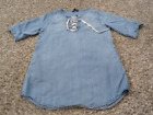 Velvet Heart Shirt Dress Womens Large Blue Chambray Tunic Pullover 100% Tencel