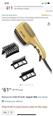 SECADOR DE PELO ANDIS CERÁMICA IÓNICA 1875W Foto 1 de 4