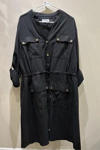 Calvin Klein Hemdblusenkleid Größe 20 W schwarz Drop-Waist Langarm - Bild 1 von 10