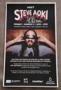 PÓSTER FIRMADO POR STEVE AOKI MEET AND GREET 8,5 x 14 pulgadas DIM MAK RECORDS DJ 2012 - Imagen 1 de 2