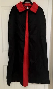 NEW Dracula Vampire Magician Cape Black Red Satin Lined Adult Teen 36” Costume - Picture 1 of 1
