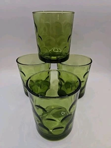 4 Hazel Atlas El Dorado Green Glasses MCM Water Lowball Tumblers 6 oz EUC 1960s - Picture 1 of 9