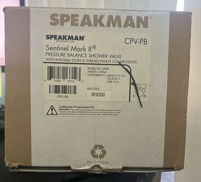 Válvula de ducha Speakman Sentinel Mark II CPV-PB, conexiones de sudor e rosca, áspera Foto 1 de 2