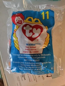 1998 Mcdonald’s Happy Meal Ty Beanie Babies #11 Waddle New Sealed 1993 Tush Tag - Picture 1 of 2