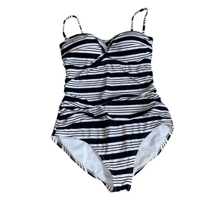 Catalina Nautical Striped One-Piece Swimsuit Bra Padded Large Women - Image 1 of 4