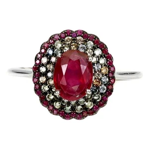 925 Sterling Silver Ring Ruby Ruby Myanmar Sapphire Gemstone Jewelry Size 9 - Picture 1 of 13