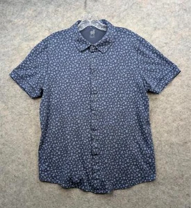 Camicia Raffi Uomo Grande Blu Floreale Bottoni Manica Corta Elasticizzata Activewear - Foto 1 di 11