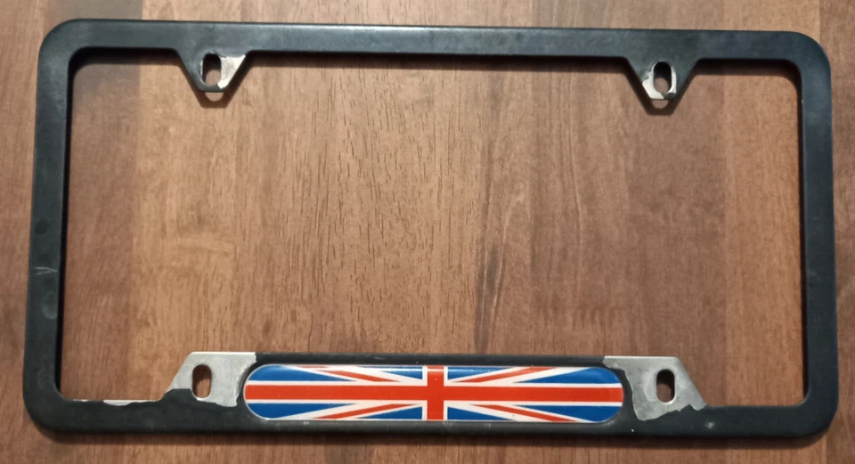 Bandera de Gran Bretaña Metal Negro Aluminio Marco de matrícula de coche Foto 1 de 2