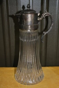 Vintage Glass Decanter Pitcher With Silver Plated Spout, Made in Italy - Bild 1 von 6