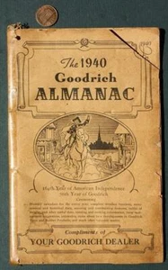 1940 B.F. Goodrich estación de servicio de neumáticos almanaque EXCELENTES imágenes de anuncios de automóviles y tractores- - Imagen 1 de 1