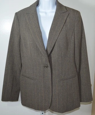 STYLE & CO Brown Pinstripe Lined Blazer Size 10 Foto 1 de 4