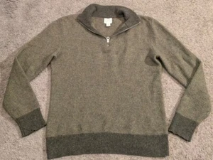 J.Crew Rugged Merino Wool 1/2 Zip Pullover Sweater Green BA305 Men's Medium - Picture 1 of 7