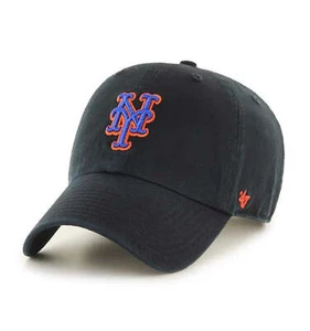 New York Mets '47 Brand Black Clean Up Adjustable Dad Hat - Picture 1 of 2