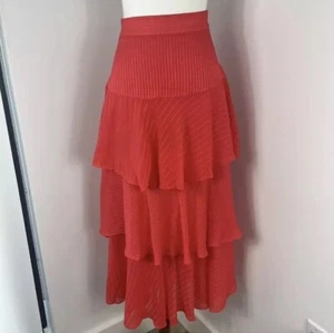 Ted Baker Midirock Stufen Größe 3 US 8 10 Korallenrot  - Bild 1 von 10