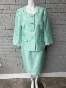 Conjunto de traje falda Le Suit para mujer mate satinado menta talla 8 - Imagen 1 de 14