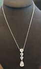 Signed "Yours" Sterling Silver Necklace Heart Gemstones Teardrop White Topaz