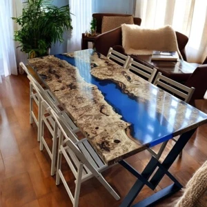 30"x72" Live Edge Resin Table – Stunning Epoxy Table for Home & Office Space Dec - Picture 1 of 8
