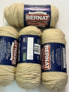 Lot of 4 ~ Bernat Super Value ~ Oatmeal ~ 426 yds ~ 7 oz ~ Worsted Medium - Picture 1 of 1
